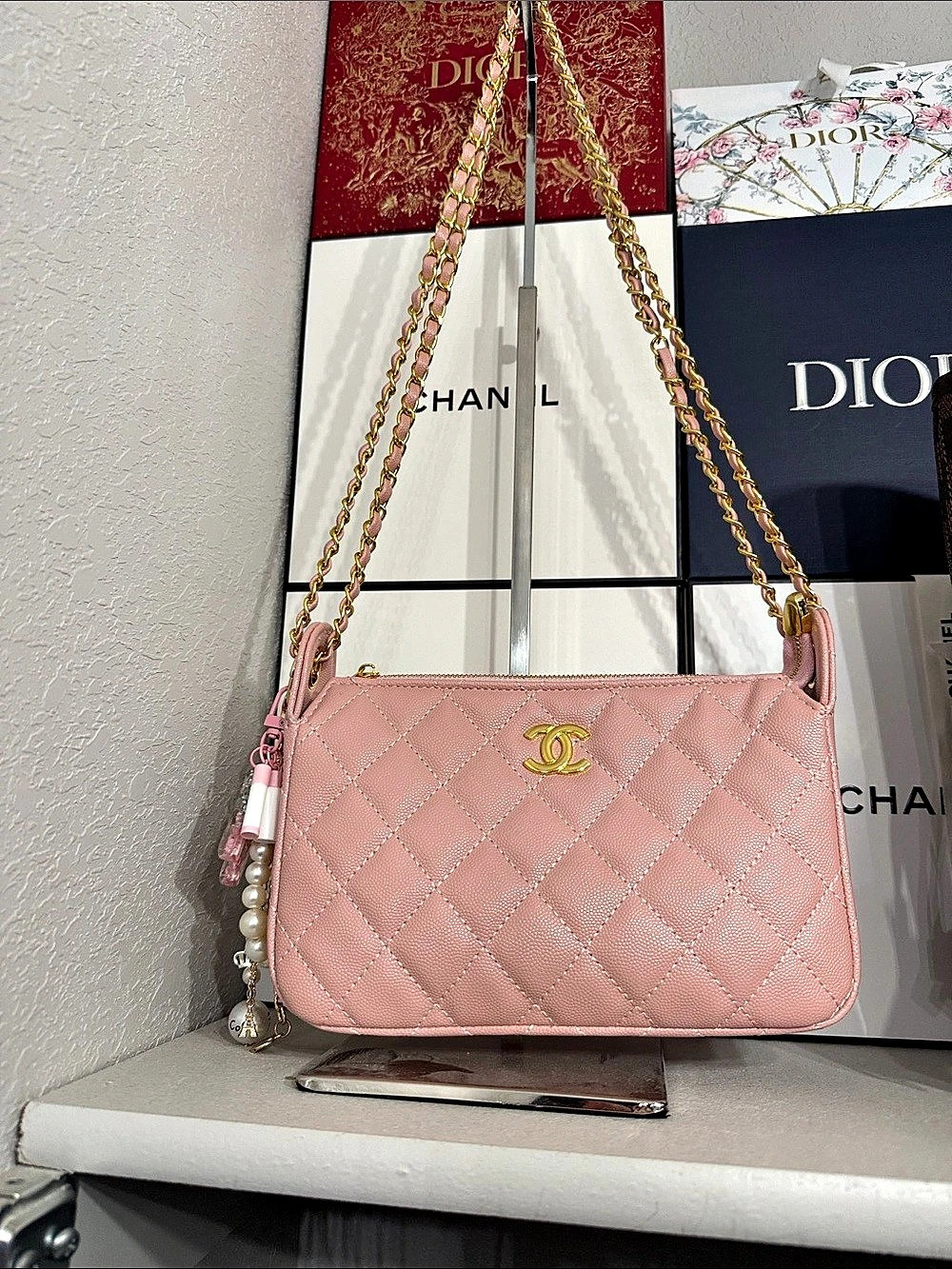 Quilted Shoulder Bag in Pink Like New
